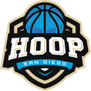 Hoop San Diego arcade basketball crest logo